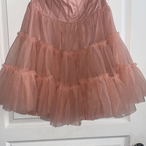 Tulle mini dress off the shoulder corset waist sweetheart neckline In Blush XL - Picture 7 of 13